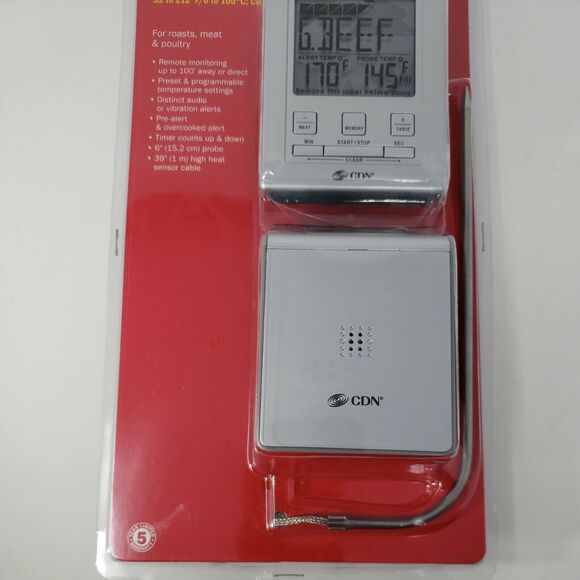 Wireless Probe Thermometer Timer Meat Poultry Roasts NEW Factory Sealed WT2 CDN - Picture 4 of 12